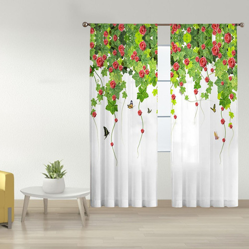 2 Cortinas De Ventana De Cortina Transparente 107cmx213cm