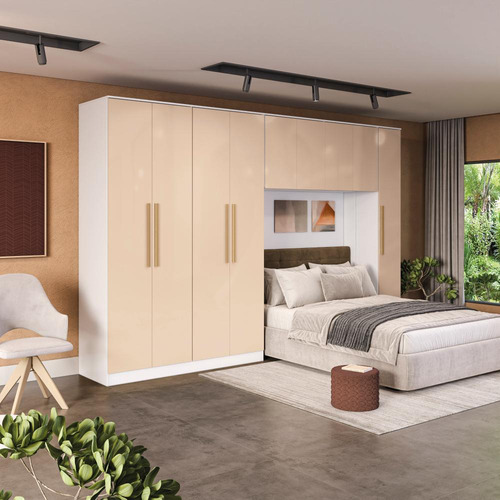 Quarto Modular Kappesberg Adapt Branco/macadâmia 5 Pçs 349cm