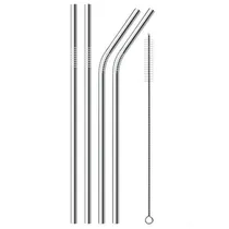 Comprar Set 4pz Popotes Plata Acero Inoxidable Ecológicos Vaso