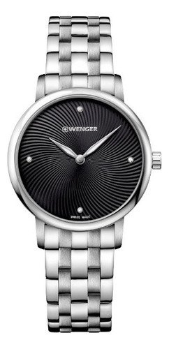Wenger Reloj Urban Donnissima , Negro, 35 Mm Color de la correa Plateado Color del bisel Plateado Color del fondo Negro