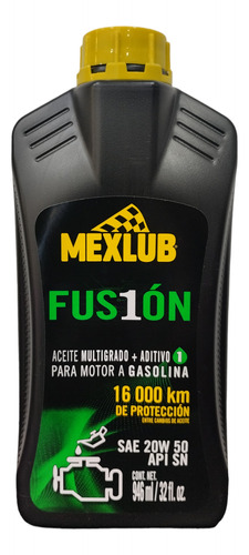 Aceite 20w50 Mineral Marca Mexlub Fusion Con Aditivo 1lt 