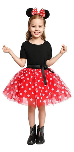 Vestido Para Niñas Y Bebés Estilo Minnie Mouse Con Diadema