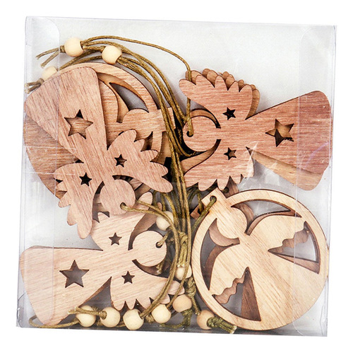 2 X 10 Uds Árbol De Navidad Colgante Hueco De Madera Con