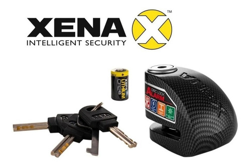 Imagen 2 de 4 de Traba Disco Con Alarma Xena Xx6l Perno 6mm Negro A R