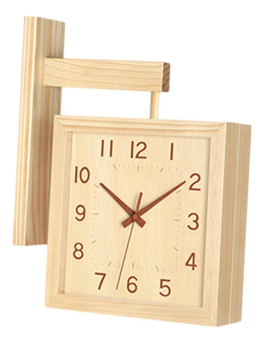 Reloj De Pared De Esquina De Doble Cara, Color De Madera