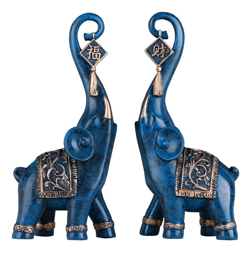 Estatua Elefante Decoracion Hogar Azul Buena Suerte Regalo 2