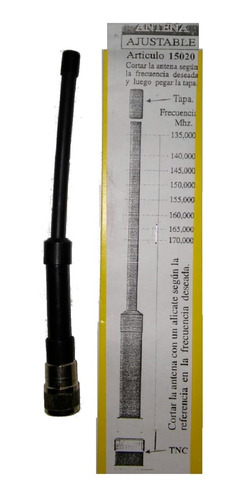 Imagen 1 de 3 de Antena Handy Goma Vhf 135-170 Mhz Ajustable Conector Tnc