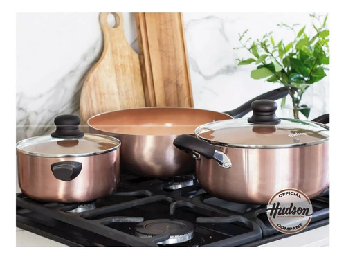 Set Cacerola 24 Cm + Bifera 26 Cm Cobre Hudson Antiadherente