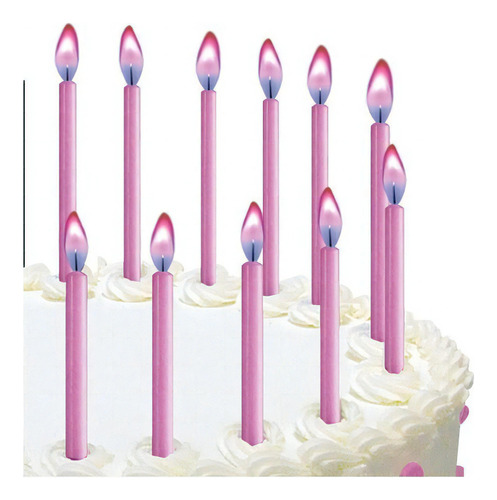 Velas De Cumpleaños Rosas Con Llama Color Rosa