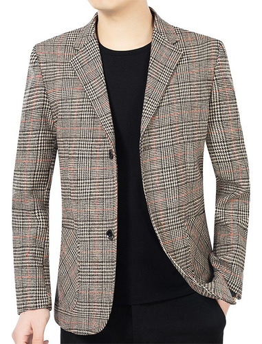 Blazer Negro Casual Hombre Moda Confort Chamarra A Cuadros