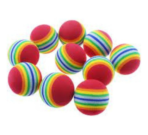 Juguete Pelota Multicolor Arcoiris Gatos Goma Eva Pack X4