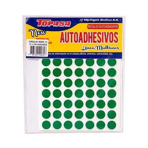 Rotulo Adhesivo Redondo Verde 1.3cm X 308 Pcs - 12 Packs
