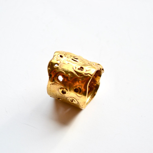 Imagen 2 de 7 de Anillo Dorado Espuma, Modelado, Texturas, Macizo De Bronce