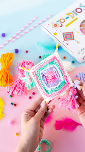 Juego Kit Para Crear Y Diseñar Ojo De Dios - Arte Infantil
