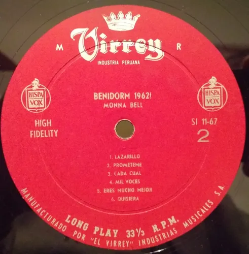 Monna Bell - Iv Festival Cancion Benidorm - Lp Peru 1962 (Usado)