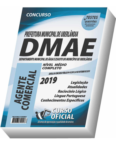 Apostila Dmae Uberlândia - Agente Comercial, De Curso Oficial., Vol. 01. Editora Apostilas Descisão, Edição 2019 Em Português, 2019