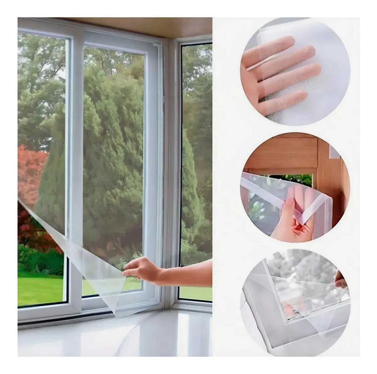 Tela Mosquiteira Janela Grande Velcro Ajustável Anti Inseto Mosquito Pernilongo 150x180 Com Fita Adesiva