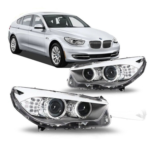 Par Farol Bmw Serie 5 S5 2011 2012 13 2014 Com Motor Led Tyc