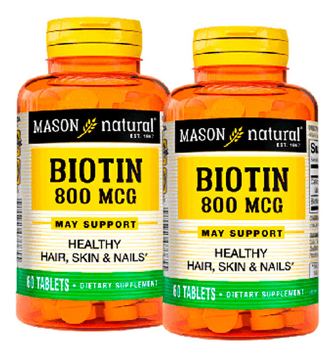 Vitamina Biotin 800 Mcg (60 Tab) Pack X2
