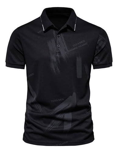 Polera B Para Hombre, Casual, Con Botones, Cuello Vuelto,