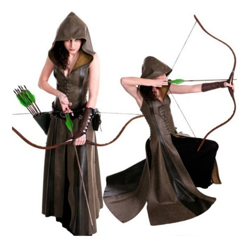 Vestido Largo Con Cordones De Ranger Medieval Para Mujer Pa