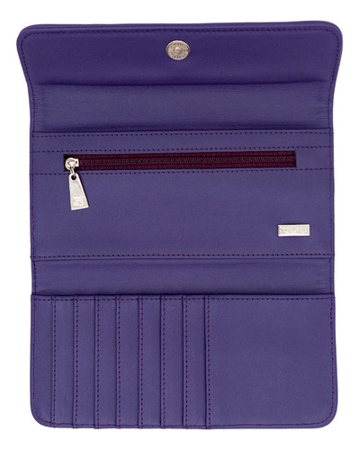 Cartera De Bolsillo Seda Pineda Covalin Diseño Guacamaya Color Morado