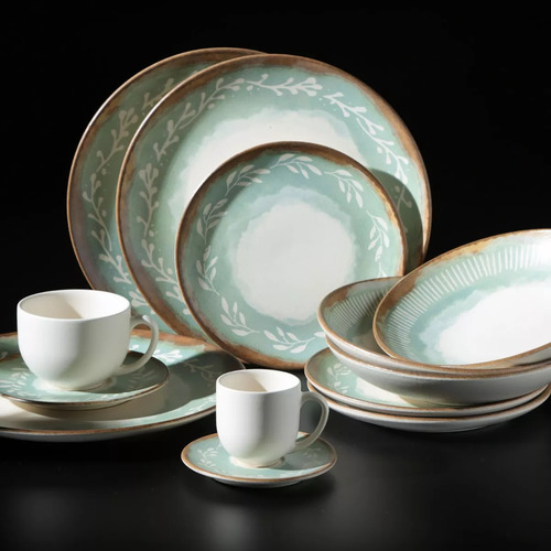 Jogo com 6 xícaras de café com 6 pires Coup Stoneware New Mediterrâneo 97 ml Porto Brasil