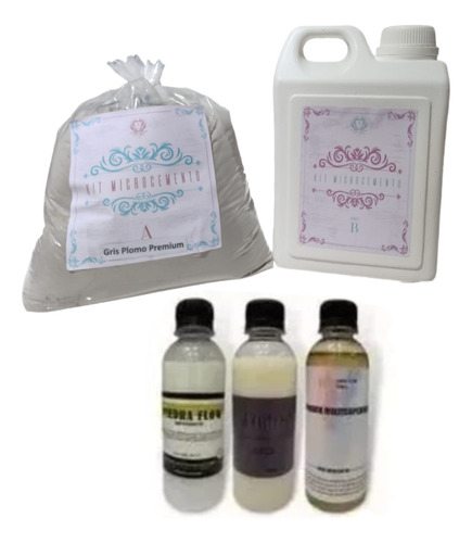 Cemento Alisado5k - Microcemento Kit Color Gris Plomo