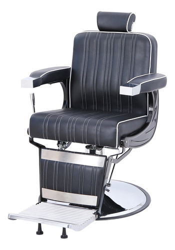 Sillon De Barberia Robusto Hidraulico Reclinable Reforzado Color Negro Forma De La Base Redonda Tipo De Respaldo Grande Cuadrado