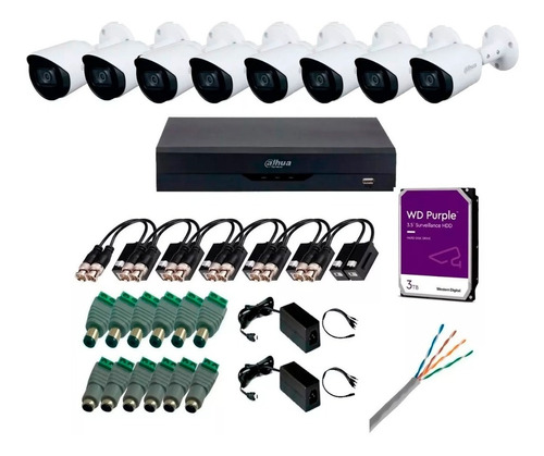 Kit Dvr 16ch 5mp + 8 Camaras 5mp + Baluns + 100m Utp + 3tb