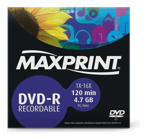 Dvd-r Gravável 4.7gb Envelope Maxprint