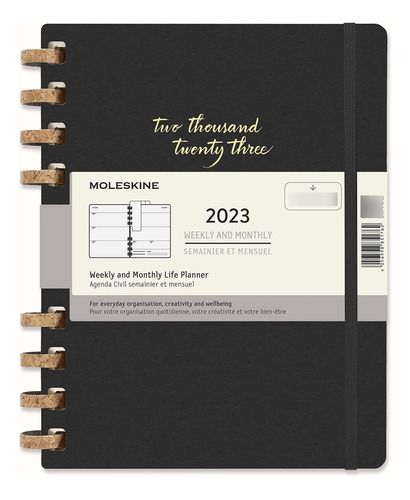 Moleskine Agenda Solar Año 2023 Espiral 12 Mes Tapa Dura Xl