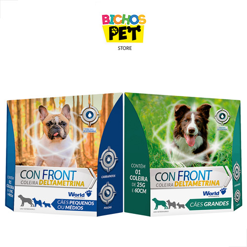 Kit 02 Un Coleira Antipulgas Confront Cães 19 E 25 Grs