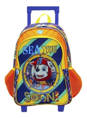 Mochila Paw Patrol Primaria Con Carro Rm291 Color Naranja