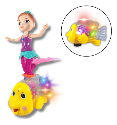 Sereia Boneca Nemo Com Sons Divertidos E Led - Bate E Volta