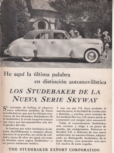 1941 Publicidad Automovil Studebaker Vintage Pagina Revista