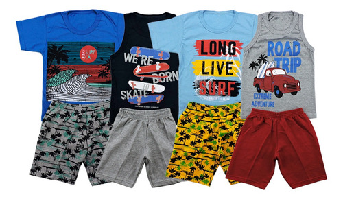 Kit Lote 6 Conjuntos Roupa Infantil Menino Masculino Atacado