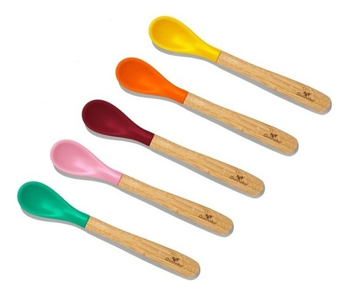 Cucharas De Bamboo Avanchy Baby Training Spoons X 5unidades Color Rosa