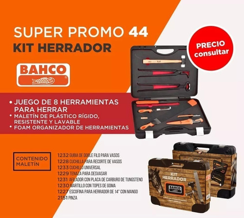 Kit Herrador Bahco 8 Herramientas P Herrar Tenaza Desvasar