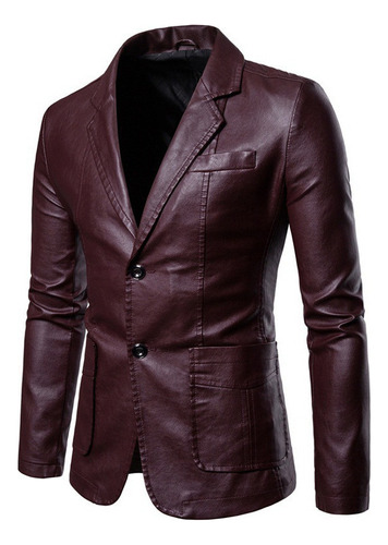 Oferta Blazer De Cuero Slim Fit Para Hombre [u]