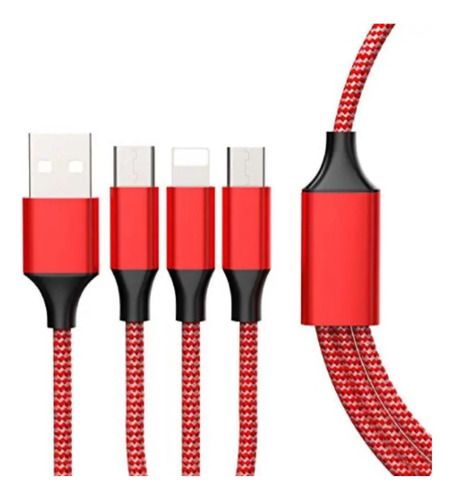 2 Cables De Carga Rápida Usb 3 En 1 Tipo C iPhone Cargador