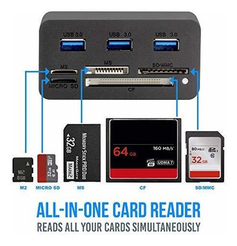 Adaptador Hub Usb Kingwin Con Lector De Tarjetas De Memoria