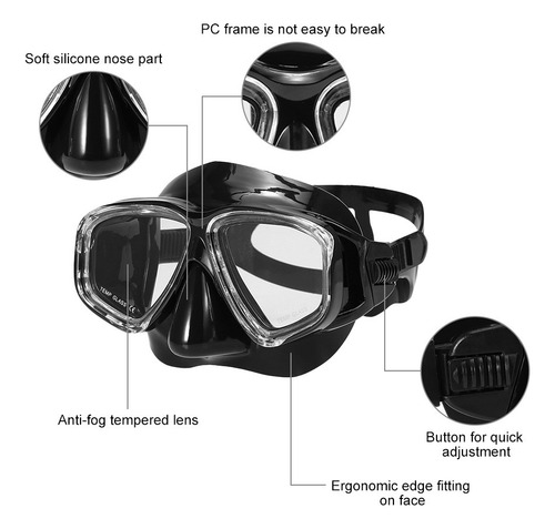 Lixada Adultos Freediving Mascarilla Antivaho Buceo Snorkel