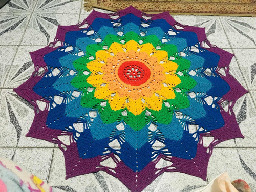 Tapete De Crochê 7 Chakras Rainbow Arco-iris Mandala Estrela | Parcelamento  sem juros