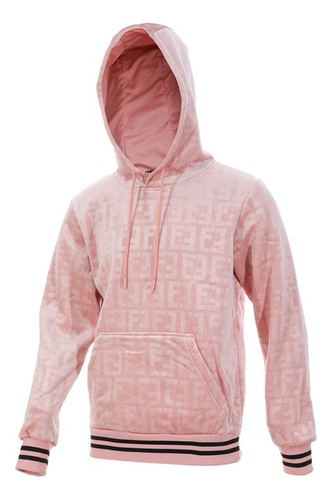 Hoodie Terciopelo Estilo Fndi Color Rosa Detalles En Negro