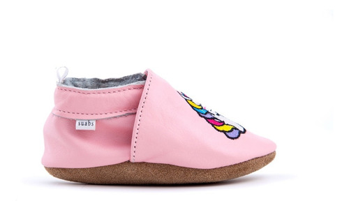 Imagen 3 de 9 de Suabs, Unicornio Rosa. Pantuflas De Piel Para Niña