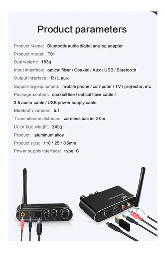 Receptor De Audio Inalámbrico Bluetooth, Convertidor Dac C