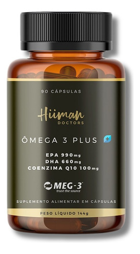 Ômega 3 Plus Coenzima Q10 Epa 990mg Dha 660mg Hüman 90caps Sabor Sem sabor