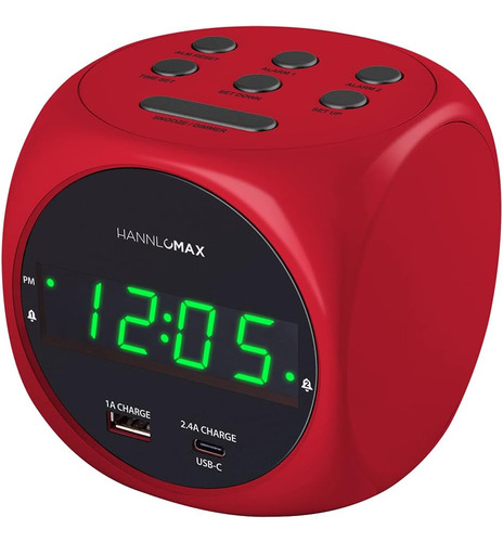 Reloj Digital Con Alarma Dual Y Puertos Usb Para Carga