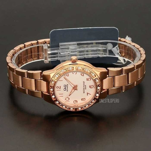 Reloj Q&q Mujer Acero Oro Rosa Casual Pulsera Original Q Q